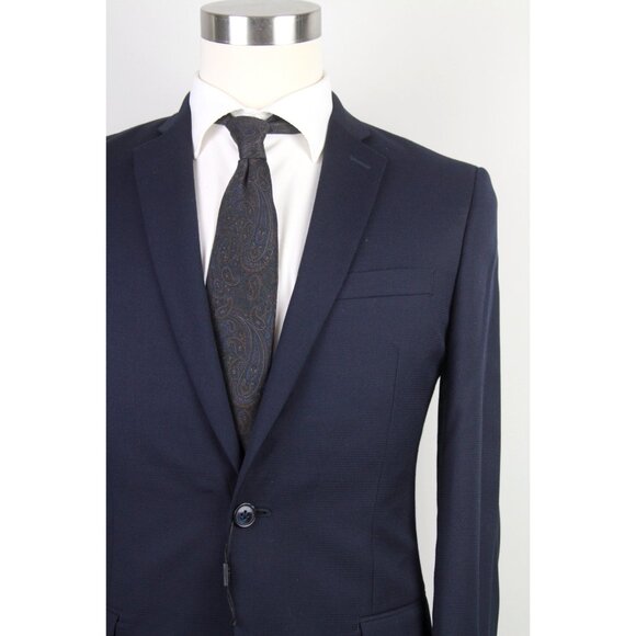 Bar III Men's Blue Slim Fit Wrinkle-Resistant Wool-Blend Suit Jacket 36R E06754 - Picture 3 of 5